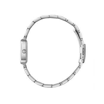 EMMA - Montre Femme - Analogique Quartz 2 aiguilles - Boitier carré en métal - Cadran nacré - Bracelet en métal doré argenté