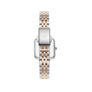 EMMA - Montre Femme - Analogique Quartz 2 aiguilles - Boitier carré en métal - Cadran nacré - Bracelet en métal doré argenté