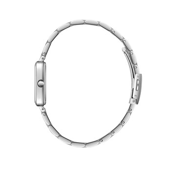 FREYA - Montre Femme - Analogique Quartz 2 aiguilles - Boitier rectangulaire en métal - Cadran nacré - Bracelet argenté