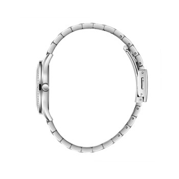 MAYA - Montre Femme - Analogique Quartz 3 aiguilles - Boitier rond en métal avec lunette empierrée - Cadran bleu clair