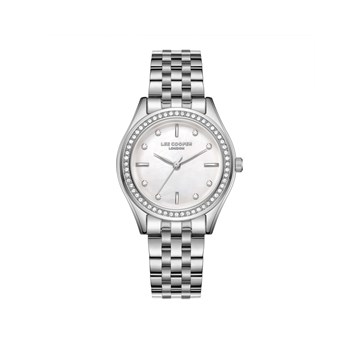 MAYA - Montre Femme - Analogique Quartz 3 aiguilles - Boitier rond en métal avec lunette empierrée - Cadran blanc