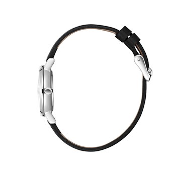 IVY - Montre Femme - Analogique Quartz 3 aiguilles - Boitier rond en métal - Cadran soleillé - Bracelet en cuir italien noir