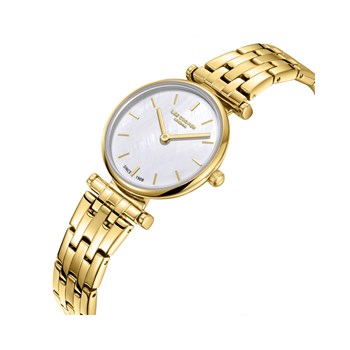MILLIE - Montre Femme - Analogique Quartz 2 aiguilles - Boitier rond en métal - Cadran nacré - Bracelet en métal doré