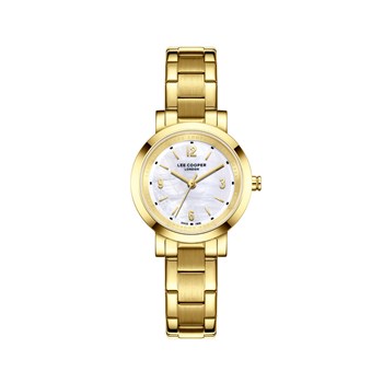 LORNA - Montre Femme - Analogique Quartz 3 aiguilles - Boitier rond en métal - Cadran nacré blanc