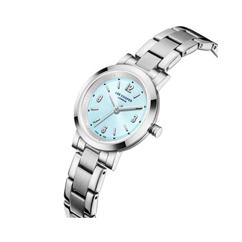 LORNA - Montre Femme - Analogique Quartz 3 aiguilles - Boitier rond en métal - Cadran nacré bleu