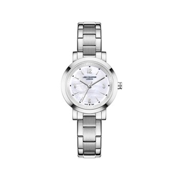 LORNA - Montre Femme - Analogique Quartz 3 aiguilles - Boitier rond en métal - Cadran nacré blanc