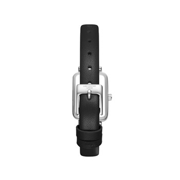 HAZEL - Montre Femme - Analogique Quartz 2 aiguilles - Boitier rectangulaire en métal - Cadran nacré - Bracelet en cuir italien noir