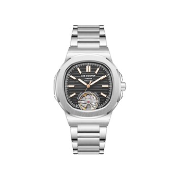 GRANT - Montre homme Automatique - Boitier de forme octogonal arrondi en métal argenté - Cadran noir