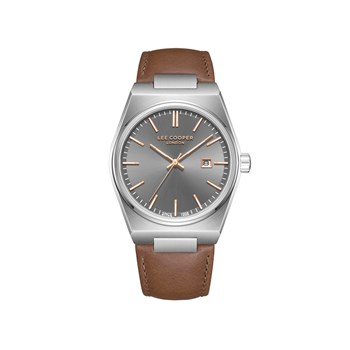 LOÏC - Montre Homme - Analogique Mouvement Quartz 3 aiguilles et date - Boitier tonneau en métal argenté - Cadran gris
