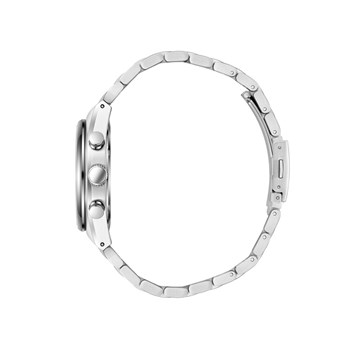 BAPTISTE - Montre Homme - Analogique Mouvement Multifonction - Boitier tonneau en métal argenté - Cadran bleu