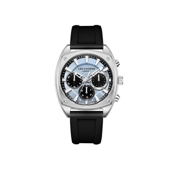 RODOLPHE - Montre Homme - Analogique Mouvement Multifonction - Boitier coussin en métal argenté - Cadran bleu