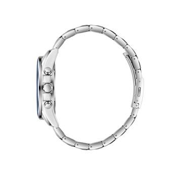 ROMUALD - Montre Homme - Analogique Mouvement Multifonction - Boitier rond en métal argenté - Cadran bleu