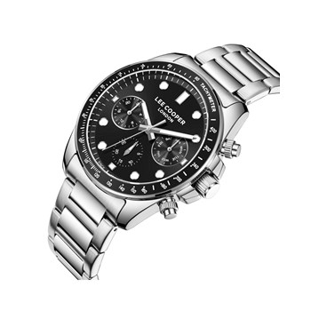 LANDRY - Montre Homme - Analogique Mouvement Multifonction - Boitier rond en métal argenté - Cadran noir