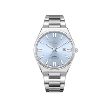 BORIS - Montre Homme - Analogique Mouvement 3 aiguilles et date - Boitier rond en métal argenté - Cadran bleu