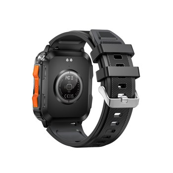 Montre mixte - ADVENTURER - Boitier rectangulaire noir orange - Bracelet en silicone noir