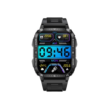 Montre mixte - ADVENTURER - Boitier rectangulaire noir - Bracelet en silicone noir