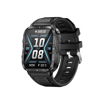 Montre mixte - ADVENTURER - Boitier rectangulaire noir - Bracelet en silicone noir