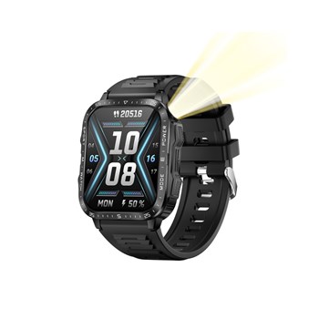 Montre mixte - ADVENTURER - Boitier rectangulaire noir - Bracelet en silicone noir