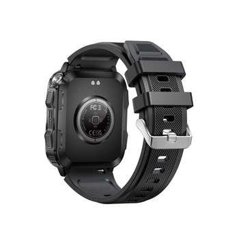 Montre mixte - ADVENTURER - Boitier rectangulaire noir - Bracelet en silicone noir