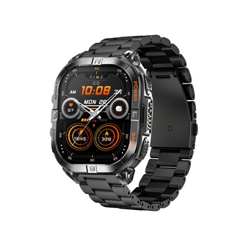 Montre mixte - EXPLORER - Boitier rectangulaire noir - Bracelet en métal noir