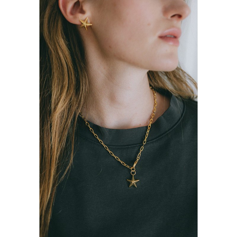 maxi collier étoile doré à l'or fin - RAOUL - vue 4