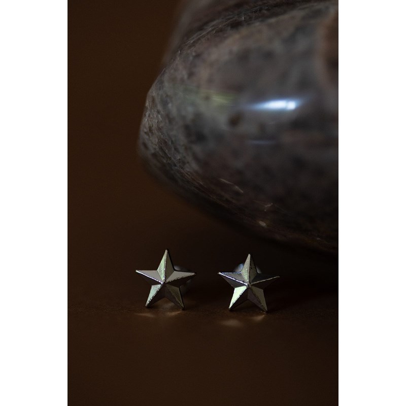 mini boucles d'oreilles puces étoiles plaqué argent - RAOUL - vue 2