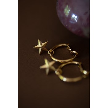 mini boucles d'oreilles créoles étoiles doré à l'or fin - RAOUL