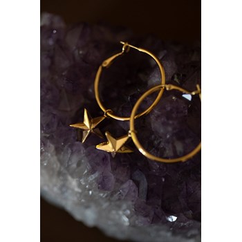 petites boucles d'oreilles créoles étoiles doré à l'or fin - RAOUL