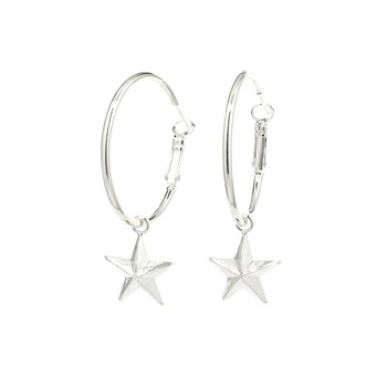 petites boucles d'oreilles créoles étoiles plaqué argent - RAOUL