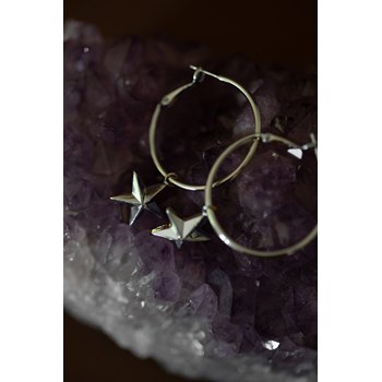 petites boucles d'oreilles créoles étoiles plaqué argent - RAOUL