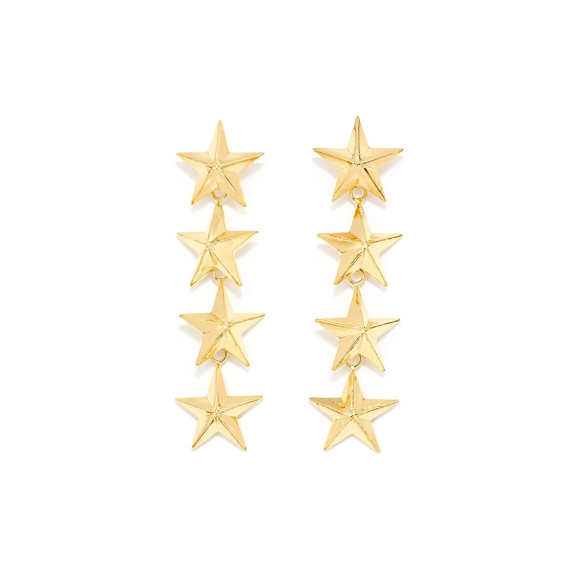 boucles d'oreilles puces pendantes étoiles doré à l'or fin - RAOUL