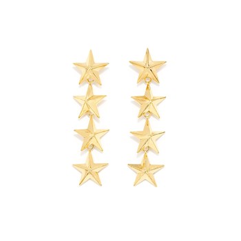 boucles d'oreilles puces pendantes étoiles doré à l'or fin - RAOUL