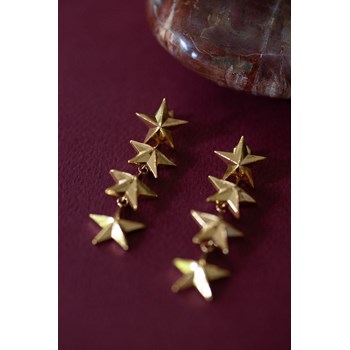 boucles d'oreilles puces pendantes étoiles doré à l'or fin - RAOUL