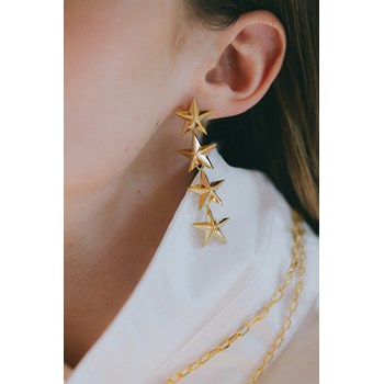 boucles d'oreilles puces pendantes étoiles doré à l'or fin - RAOUL