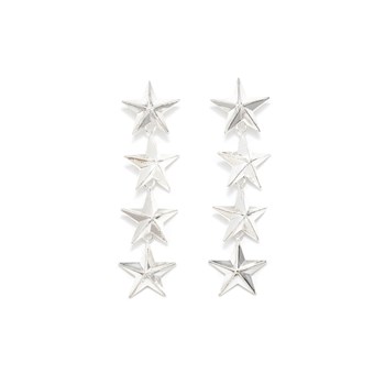 boucles d'oreilles puces pendantes étoiles plaqué argent - RAOUL