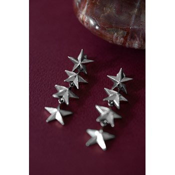 boucles d'oreilles puces pendantes étoiles plaqué argent - RAOUL