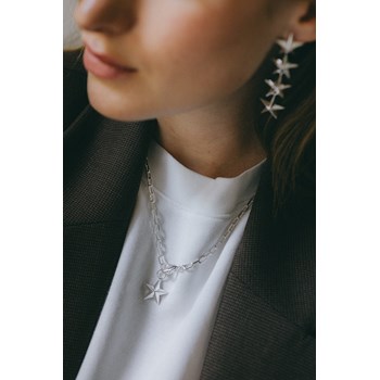 boucles d'oreilles puces pendantes étoiles plaqué argent - RAOUL