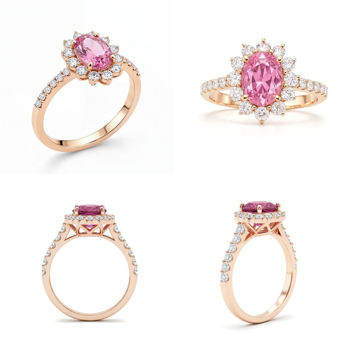 Bague Saphir Rose de Laboratoire 2ct Or Rose 750 - Collection Seraphina - vue 4