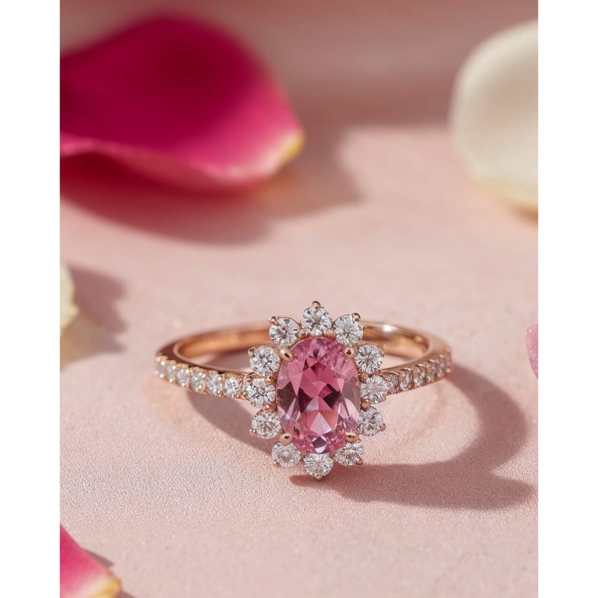 Bague Saphir Rose de Laboratoire 2ct Or Rose 585 - Collection Seraphina - vue 3