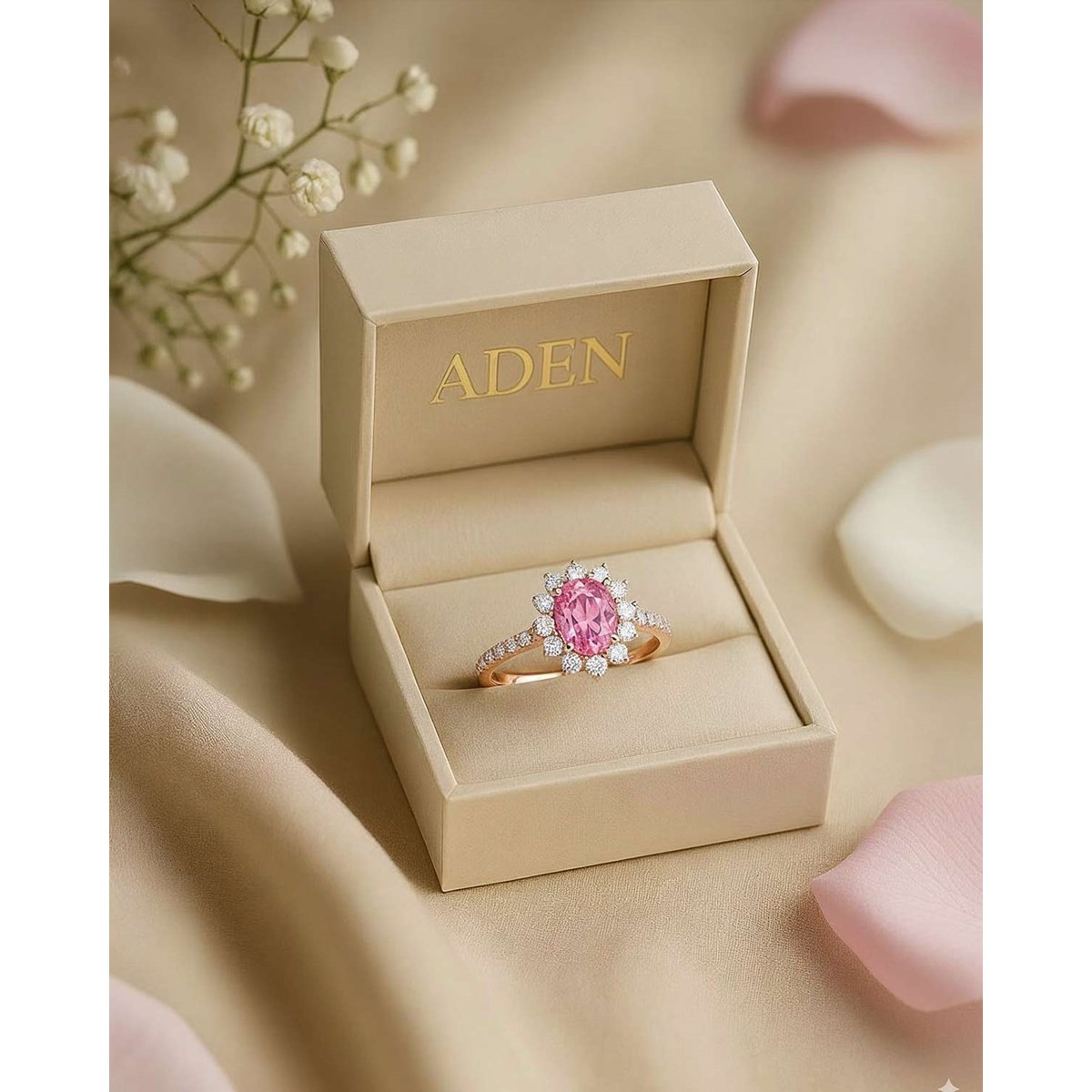 Bague Saphir Rose de Laboratoire 2ct Or Rose 585 - Collection Seraphina - vue 5