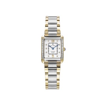 EMILY II - Montre femme - Mouvement quartz suisse 2 aiguilles - Bracelet argenté doré