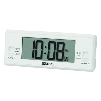 Réveil Seiko affichage digital double alarme blanc
