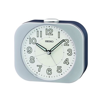 Réveil Seiko classique carré argenté cadran blanc