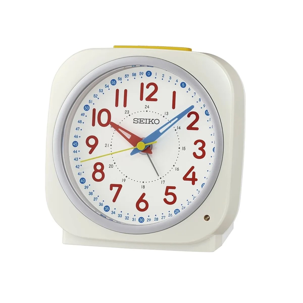 Réveil Seiko enfant carré blanc perle métallisé