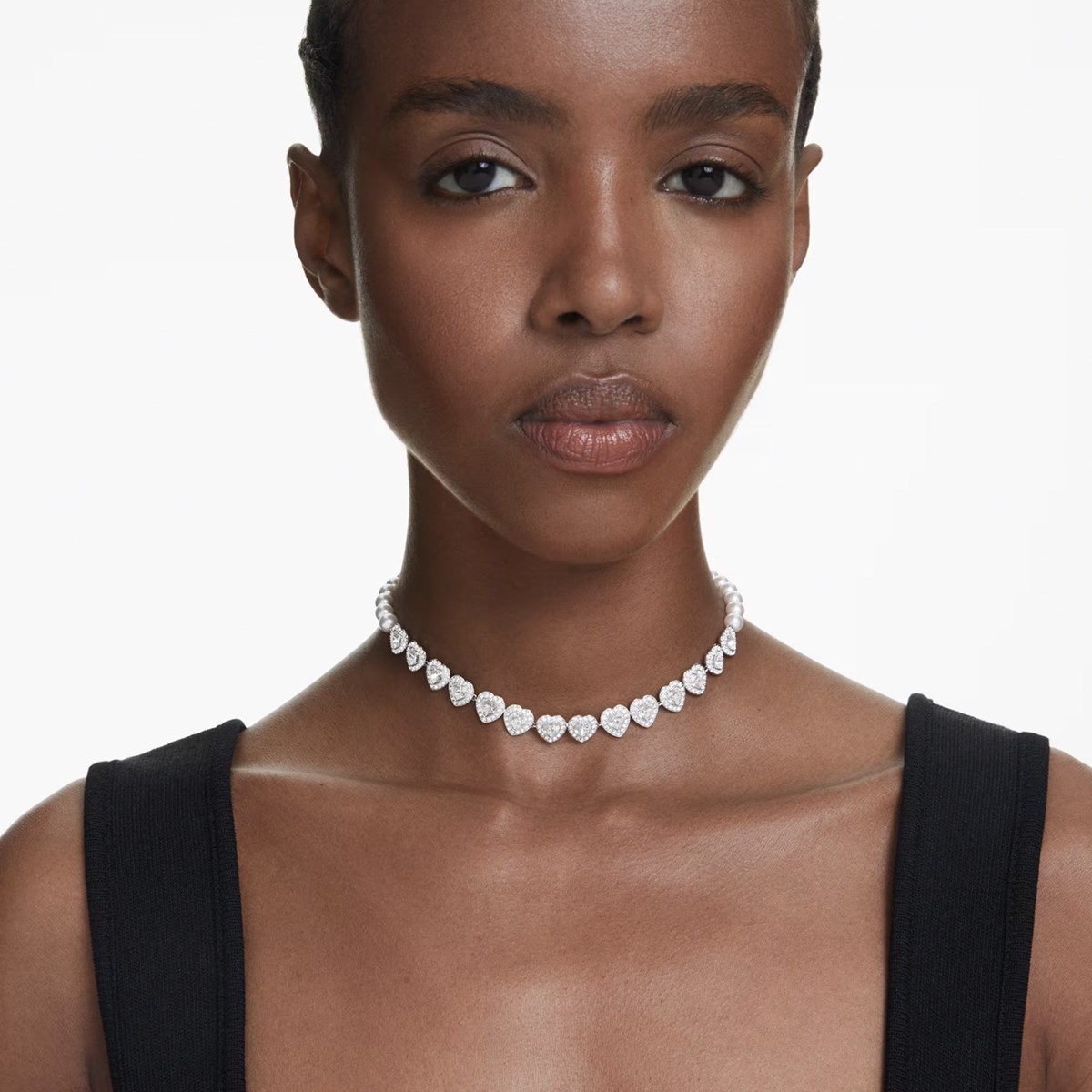 Choker Tennis Ariana Grande x Swarovski Angelic
coeurs argentés Crystal Pearls - vue 2