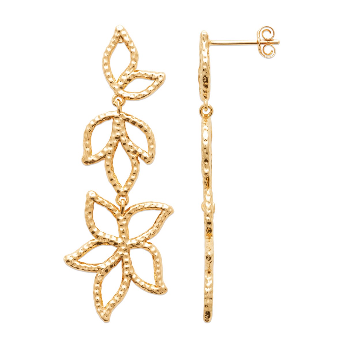 Boucles d'oreilles pendantes Brillaxis fleurs - vue 3