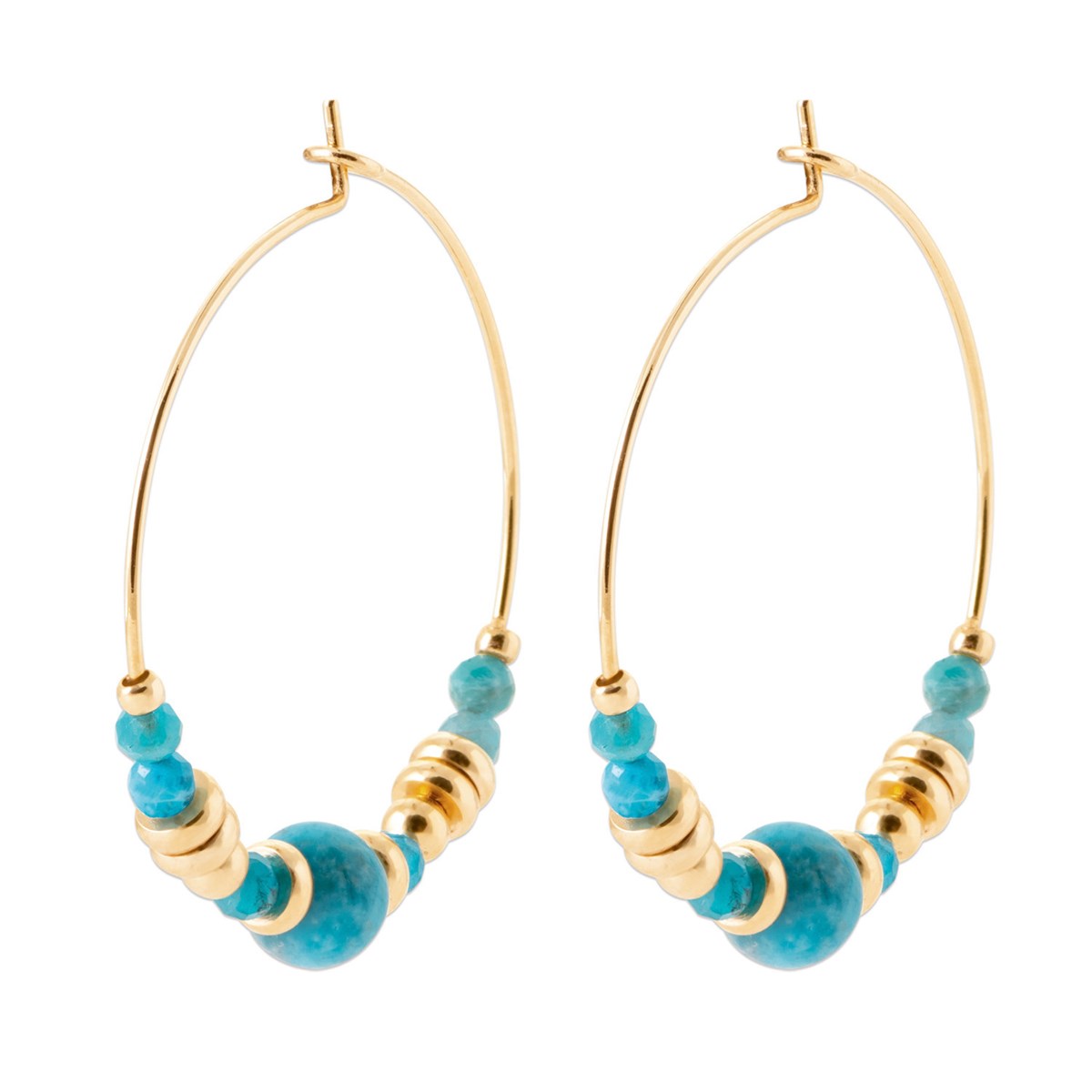 Créoles Brillaxis plaqué or et apatite