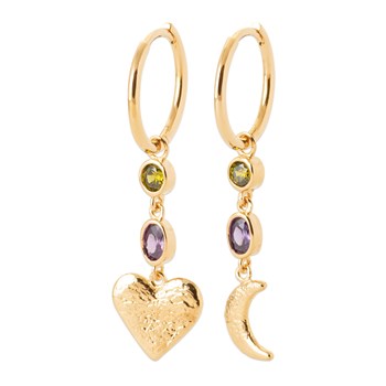Créoles Brillaxis plaqué or lune et coeur