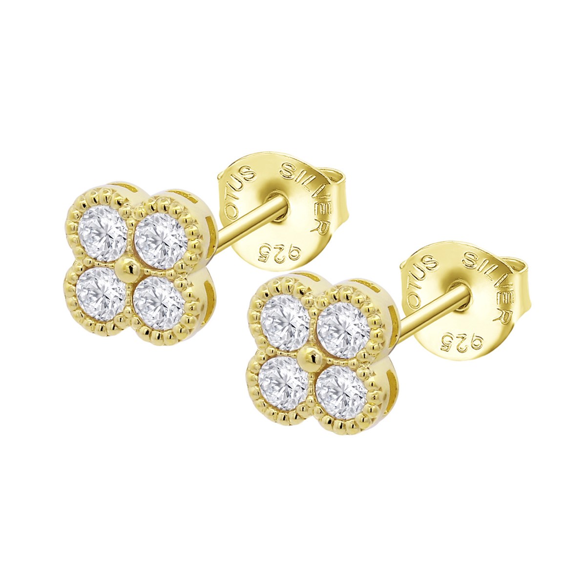 Boucles d'oreilles Lotus Silver fleurs argent doré