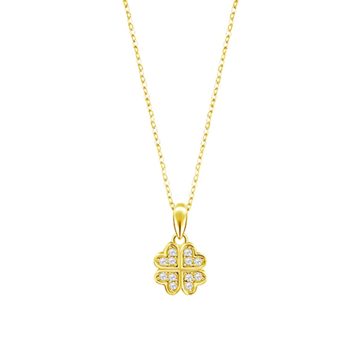 Collier Lotus Silver trèfle oxydes argent doré